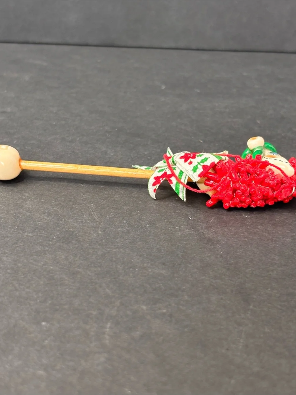 Vintage Salt Dough Christmas Ornament Hand Made Stick Horse With Bow 4.5”